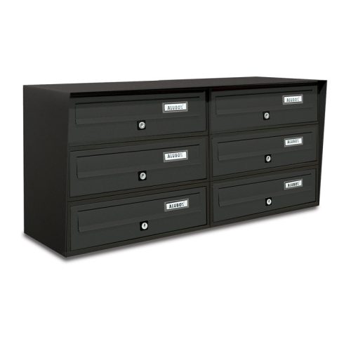 Condominium mailbox 6-piece indoor and outdoor wall-mounted anthracite SLIM 3x2 letterbox galvanized painted steel