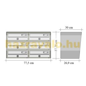   Társasházi postaláda 6 darabos beltéri és kültéri falra szerelhető antracit SLIM 3x2 levélszekrény galvanizált festett acél