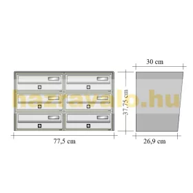 Társasházi postaláda 6 darabos beltéri és kültéri falra szerelhető antracit SLIM 3x2 levélszekrény