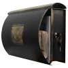 Antique wall letterbox curved retro letterbox with newspaper holder black and gold