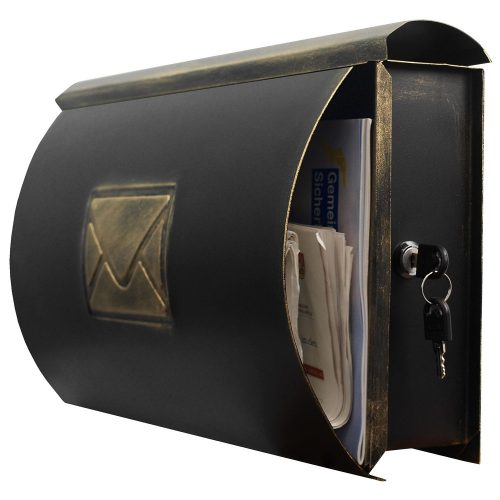 Antique wall letterbox curved retro letterbox with newspaper holder black and gold