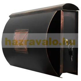  Antik fali postaláda ívelt alakú retro postafiók újságtartóval fekete-bronz