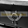 Antique wall mailbox with horn motif, retro mailbox with newspaper holder, black and silver