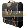 Antique wall mailbox with bag-like horn motif, retro mailbox with newspaper holder, black and gold