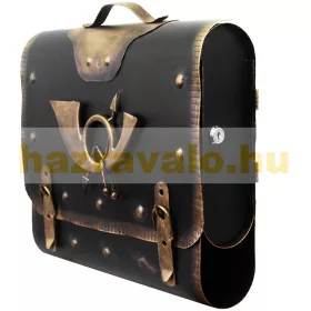   Antik fali postaláda táska jellegű kürt motívummal retro postafiók újságtartóval fekete-arany
