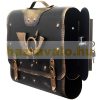 Antique wall mailbox with bag-like horn motif, retro mailbox with newspaper holder, black and gold