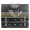 Antique wall mailbox with bag-like horn motif, retro mailbox with newspaper holder, black and silver