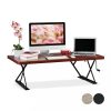 Adjustable height table 120x60 cm desk for standing and sitting work red-black