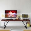 Adjustable height table 120x60 cm desk for standing and sitting work red-black