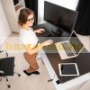 Adjustable height table 120x60 cm desk for standing and sitting work red-black