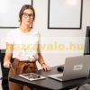 Adjustable height table 120x60 cm desk for standing and sitting work red-black