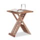 Folding table walnut side table with a decorative lattice appearance