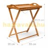 Folding table with removable tray bamboo tray table 63.5x55x35 cm