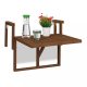 Rail-mounted coffee table wooden folding balcony table brown 55x70x65 cm