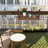 Rail-mounted coffee table wooden folding balcony table brown 55x70x65 cm