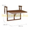 Rail-mounted coffee table wooden folding balcony table brown 55x70x65 cm