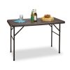 Folding garden table polyrattan camping table brown 74x121.5x61.5 cm