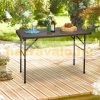 Folding garden table polyrattan camping table brown 74x121.5x61.5 cm