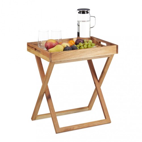 Folding table with removable tray walnut tray table