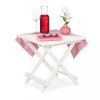 Folding table square wooden side table in white color for both outdoor and indoor use 