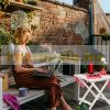 Folding table square wooden side table in white color for both outdoor and indoor use 