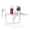 Handrail-mounted coffee table wooden folding balcony table white 55x70x65 cm