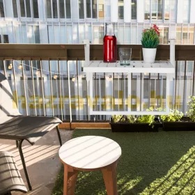   Korlátra szerelhető kávézó asztal fa összecsukható balkon asztal fehér 55x70x65 cm