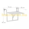 Handrail-mounted coffee table wooden folding balcony table white 55x70x65 cm