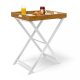 White folding table with bamboo tray 72x60x40 cm