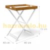 White folding table with bamboo tray 72x60x40 cm