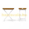 White folding table with bamboo tray 72x60x40 cm