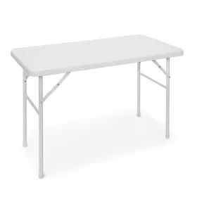   Összecsukható kerti asztal polirattan kemping asztal fehér 74x121,5x61,5 cm