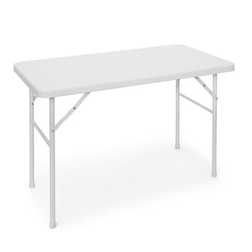 Folding garden table polyrattan camping table white 74x121.5x61.5 cm