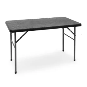   Összecsukható kerti asztal polirattan kemping asztal fekete 74x121,5x61,5 cm