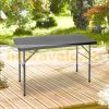 Folding garden table polyrattan camping table black 74x121.5x61.5 cm