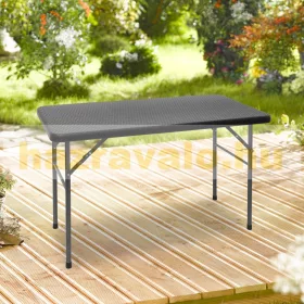   Összecsukható kerti asztal polirattan kemping asztal fekete 74x121,5x61,5 cm
