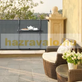   Korlátra szerelhető kávézó asztal fekete színben összecsukható balkon asztal 83x60x59 cm