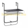 Rail-mounted coffee table, black folding balcony table 83x60x59 cm