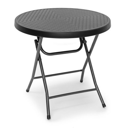 Folding garden table polyrattan cafe table black 74x80x80 cm