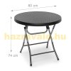 Folding garden table polyrattan cafe table black 74x80x80 cm