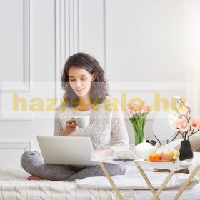   Összecsukható asztal kivehető tálcával akril tálcás asztal arany és átlátszó színben