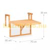 Rail-mountable coffee table wooden folding balcony table 55x70x65 cm