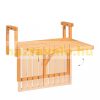 Rail-mountable coffee table wooden folding balcony table 55x70x65 cm