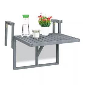   Korlátra szerelhető kávézó asztal fa összecsukható balkon asztal szürke 55x70x65 cm