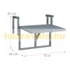 Handrail-mounted coffee table wooden folding balcony table gray 55x70x65 cm