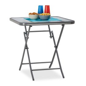   Összecsukható kerti asztal üveglappal kávézó asztal 70x70x70 cm balkon asztal bisztróasztal