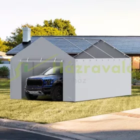   Ponyva autóbeálló sátor oldalfal 610x364 cm vízálló és UV-védett szürke 