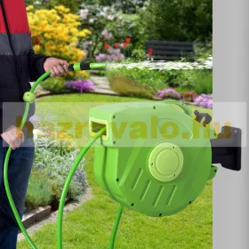   Automata locsolótömlő tartó rugós betekeréssel 15 m tömlővel visszahúzható slag roll-up