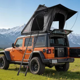   Autós tetőtéri sátor 256x222x152 cm alumínium kemping sátor LED világítással 1 ablakkal vízálló szélálló Jeep SUV pickuphoz