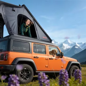   Autós tetőtéri sátor 256x222x152 cm alumínium kemping sátor LED világítással 1 ablakkal vízálló szélálló Jeep SUV pickuphoz